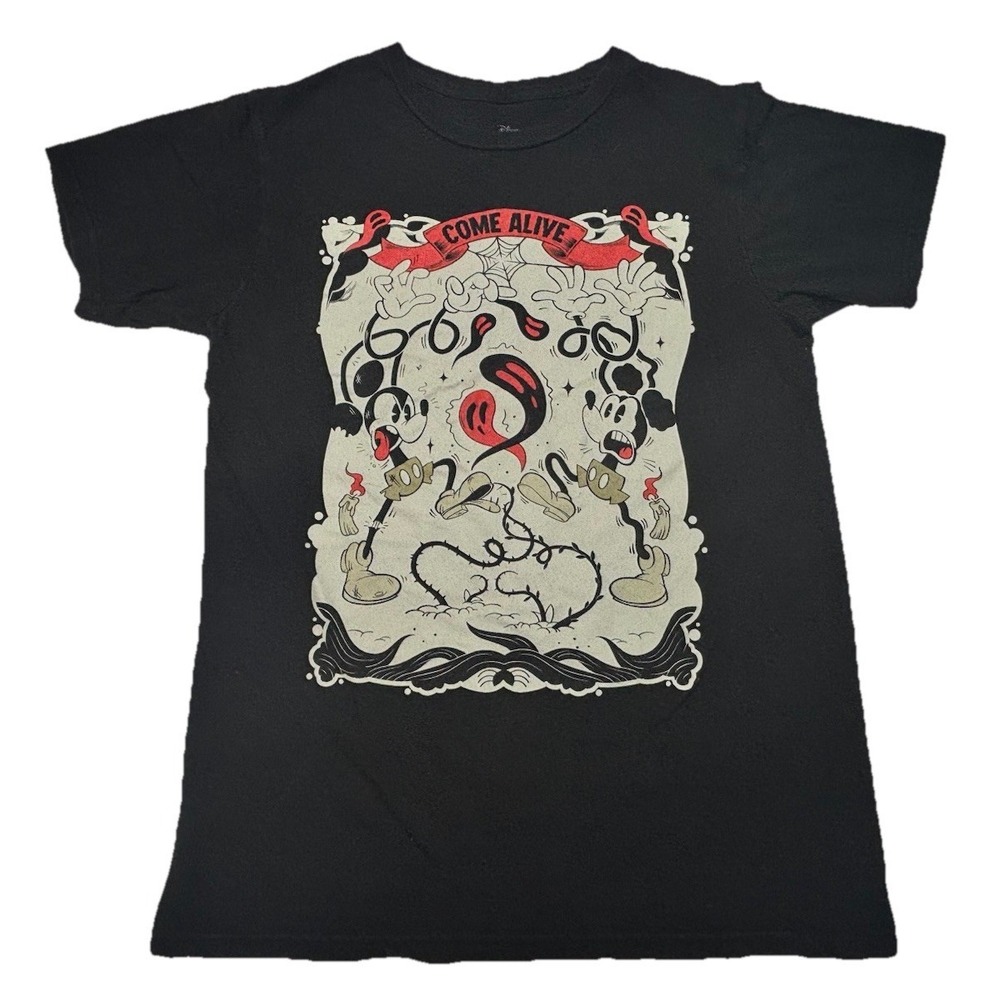 Disney Mickey Mouse Come Alive T Shirt Womens‎ Small Black Graphic Spooky